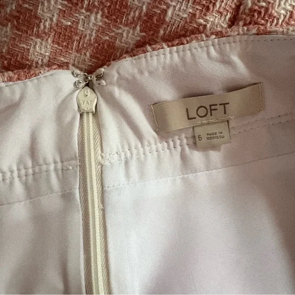 LOFT Pink Gingham Tweed Women's Skirt - Picture 5 of 6